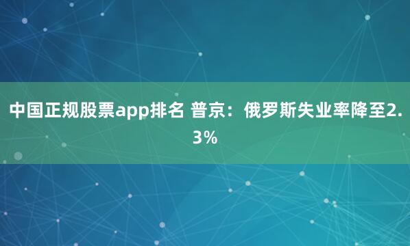 中国正规股票app排名 普京:俄罗斯失业率降至2.3%
